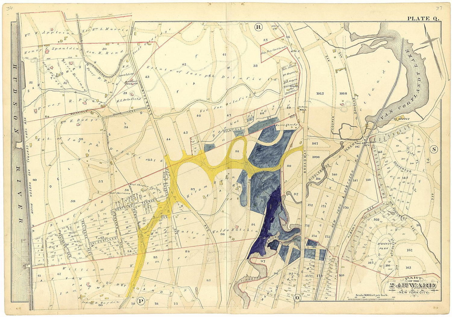 This old map of Part of the 24th Ward New York City - Plate Q from Atlas of the Twenty Fourth Ward, New York City from 1882 was created by A. H. (August H.) Mueller in 1882