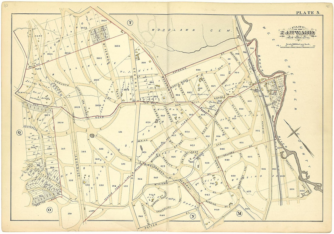 This old map of Part of the 24th Ward New York City - Plate S from Atlas of the Twenty Fourth Ward, New York City from 1882 was created by A. H. (August H.) Mueller in 1882
