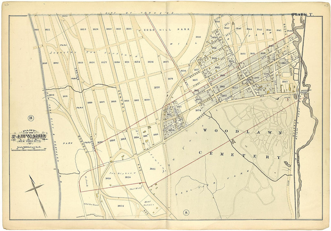 This old map of Part of the 24th Ward New York City - Plate T from Atlas of the Twenty Fourth Ward, New York City from 1882 was created by A. H. (August H.) Mueller in 1882