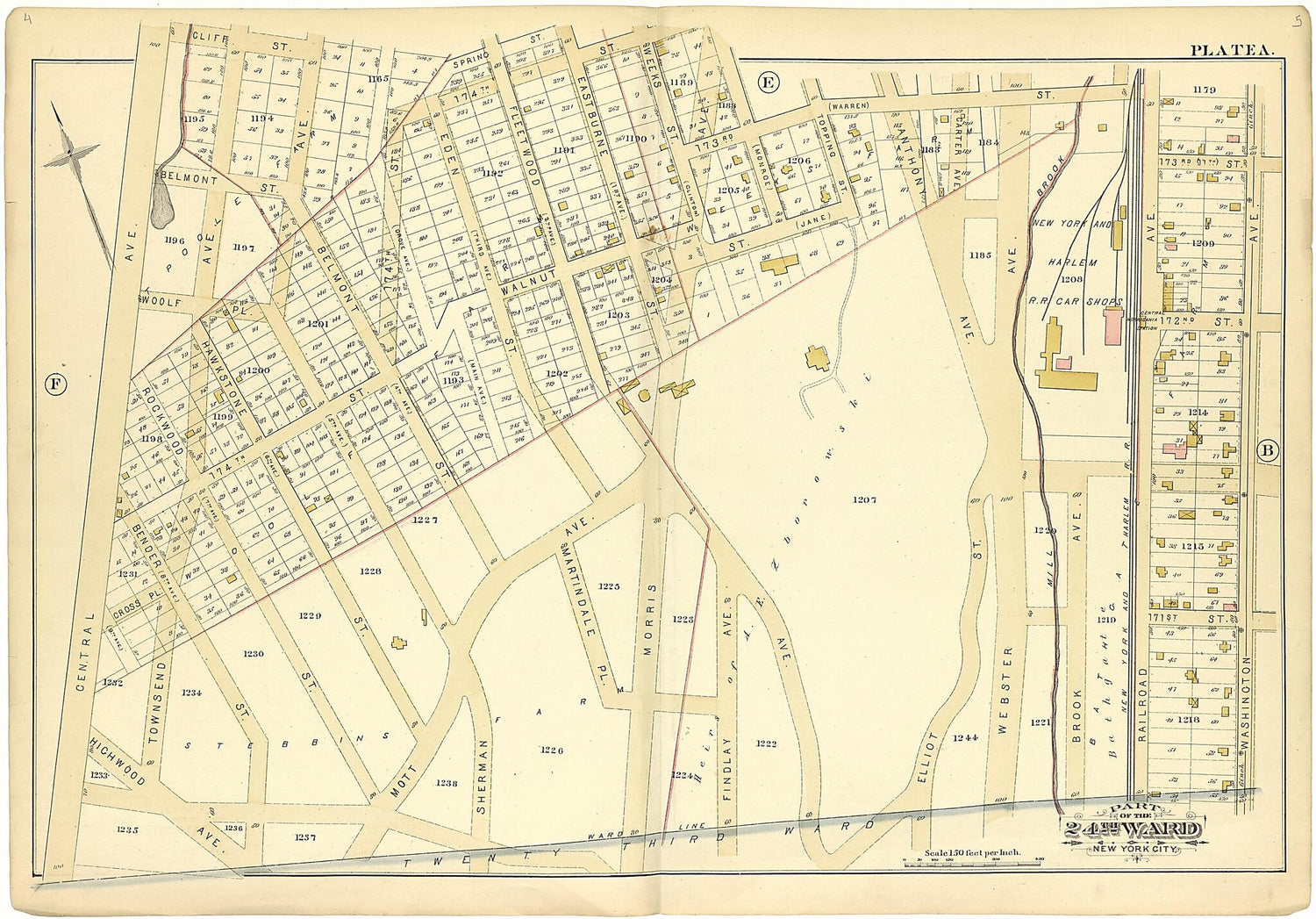 This old map of Part of the 24th Ward New York City - Plate a from Atlas of the Twenty Fourth Ward, New York City from 1882 was created by A. H. (August H.) Mueller in 1882