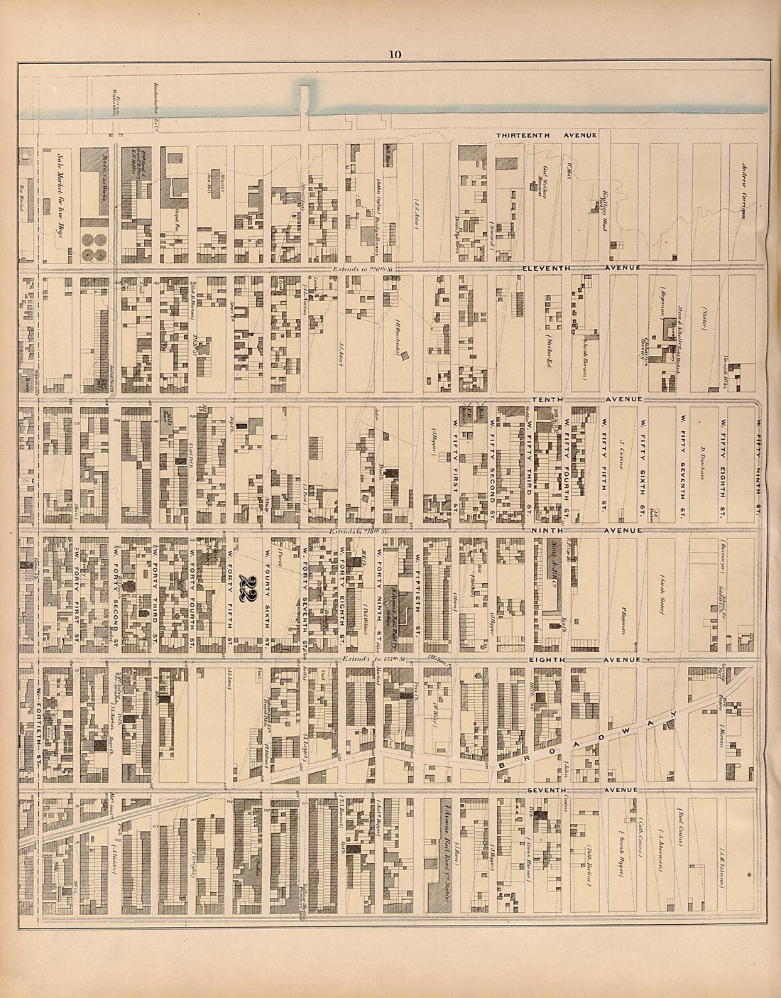 This old map of Plate 10 from Plan of New York City from the Battery to Spuyten Duyvil Creek from 1866 was created by John F. Harrison in 1866