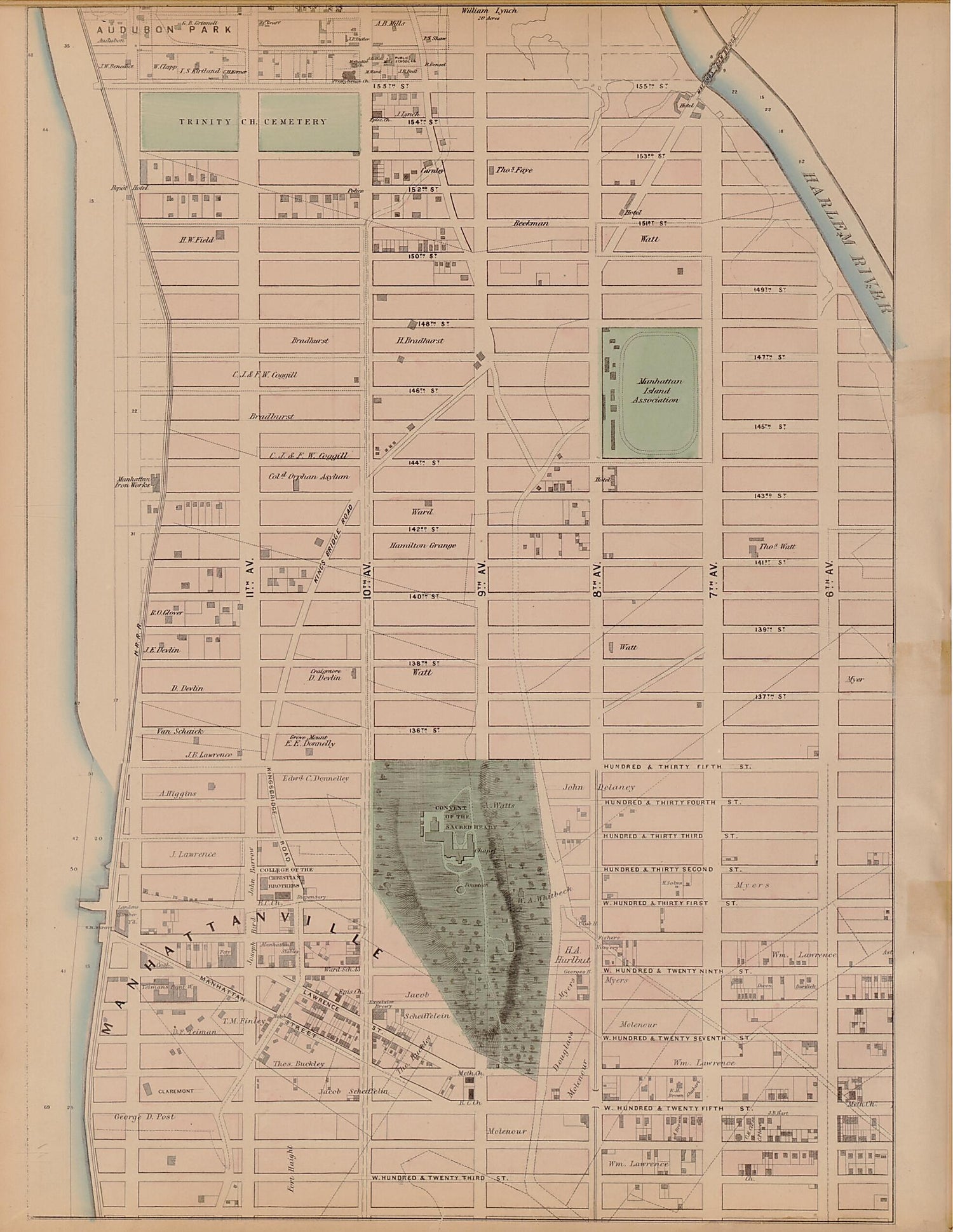 This old map of Plate 16 from Plan of New York City from the Battery to Spuyten Duyvil Creek from 1866 was created by John F. Harrison in 1866