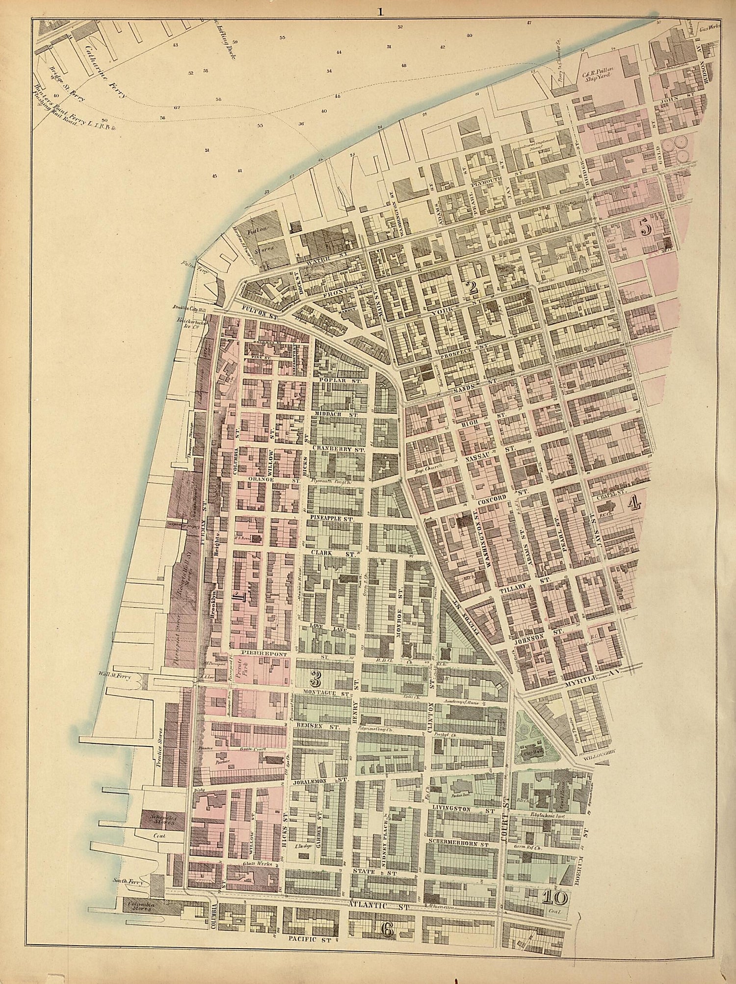 This old map of Plate 1 from Plan of New York City from the Battery to Spuyten Duyvil Creek from 1866 was created by John F. Harrison in 1866