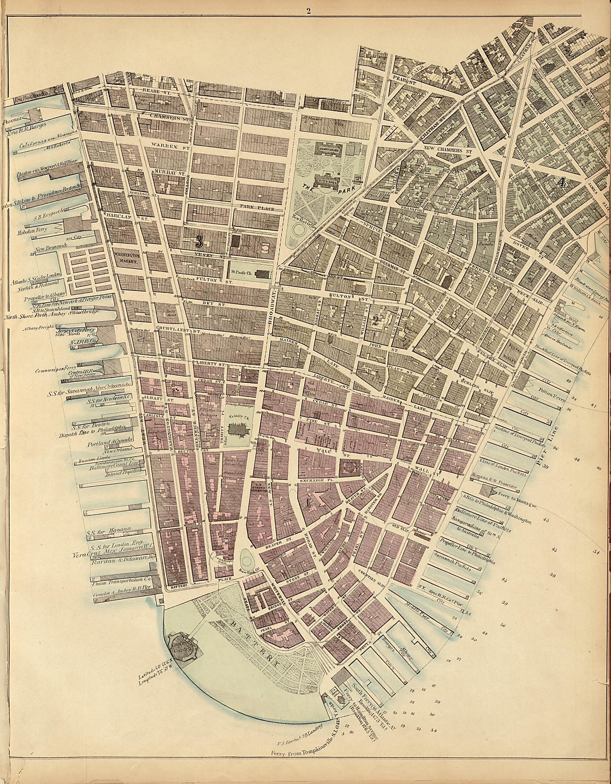 This old map of Plate 2 from Plan of New York City from the Battery to Spuyten Duyvil Creek from 1866 was created by John F. Harrison in 1866