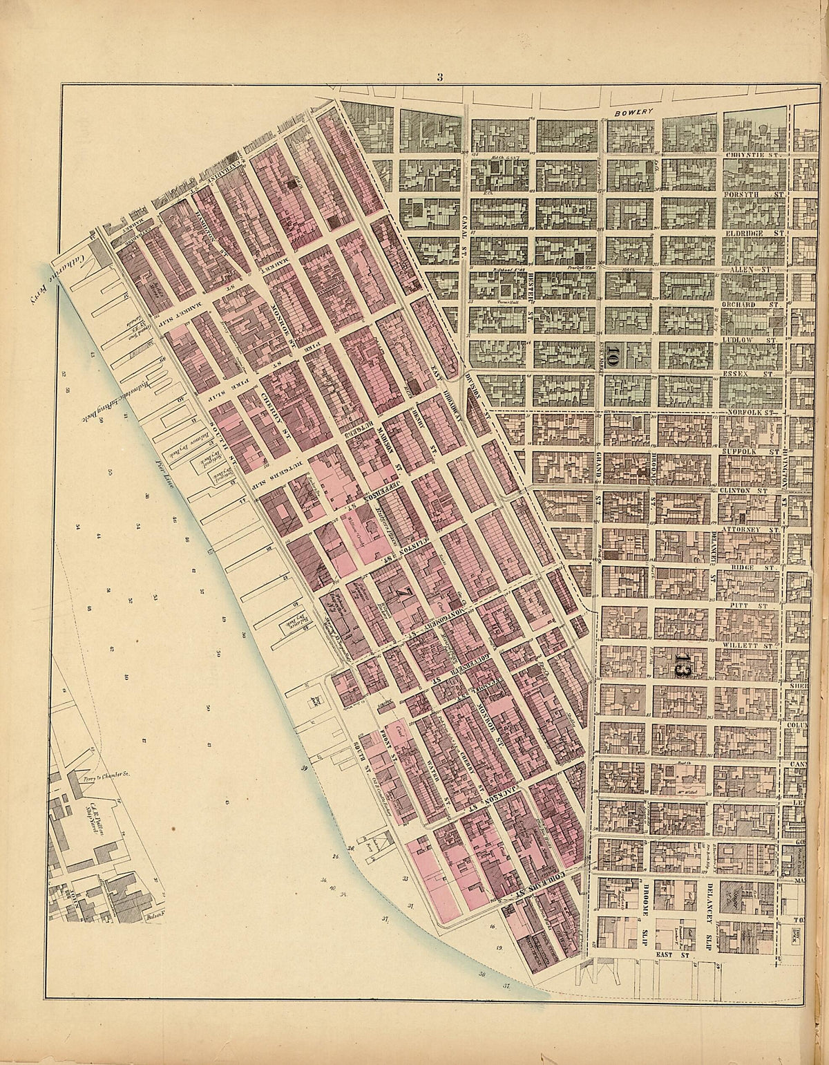 Plate 3 from Plan of New York City from the Battery to Spuyten Duyvil Creek 1866 by Relic Map Company