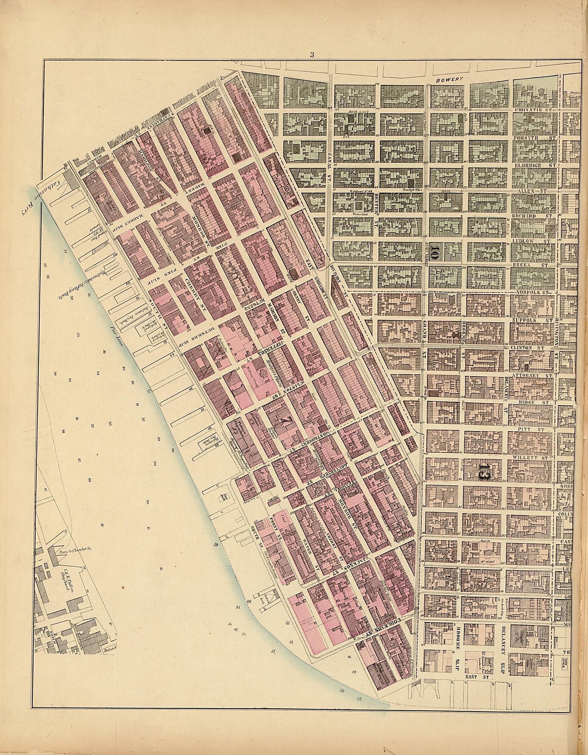 This old map of Plate 3 from Plan of New York City from the Battery to Spuyten Duyvil Creek from 1866 was created by John F. Harrison in 1866