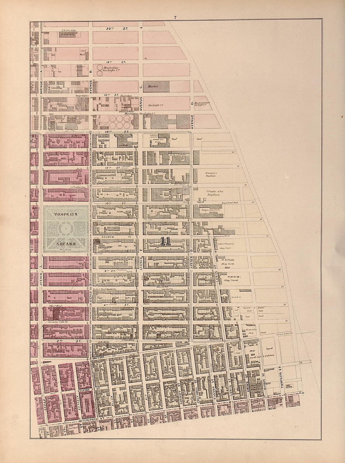 This old map of Plate 7 from Plan of New York City from the Battery to Spuyten Duyvil Creek from 1866 was created by John F. Harrison in 1866