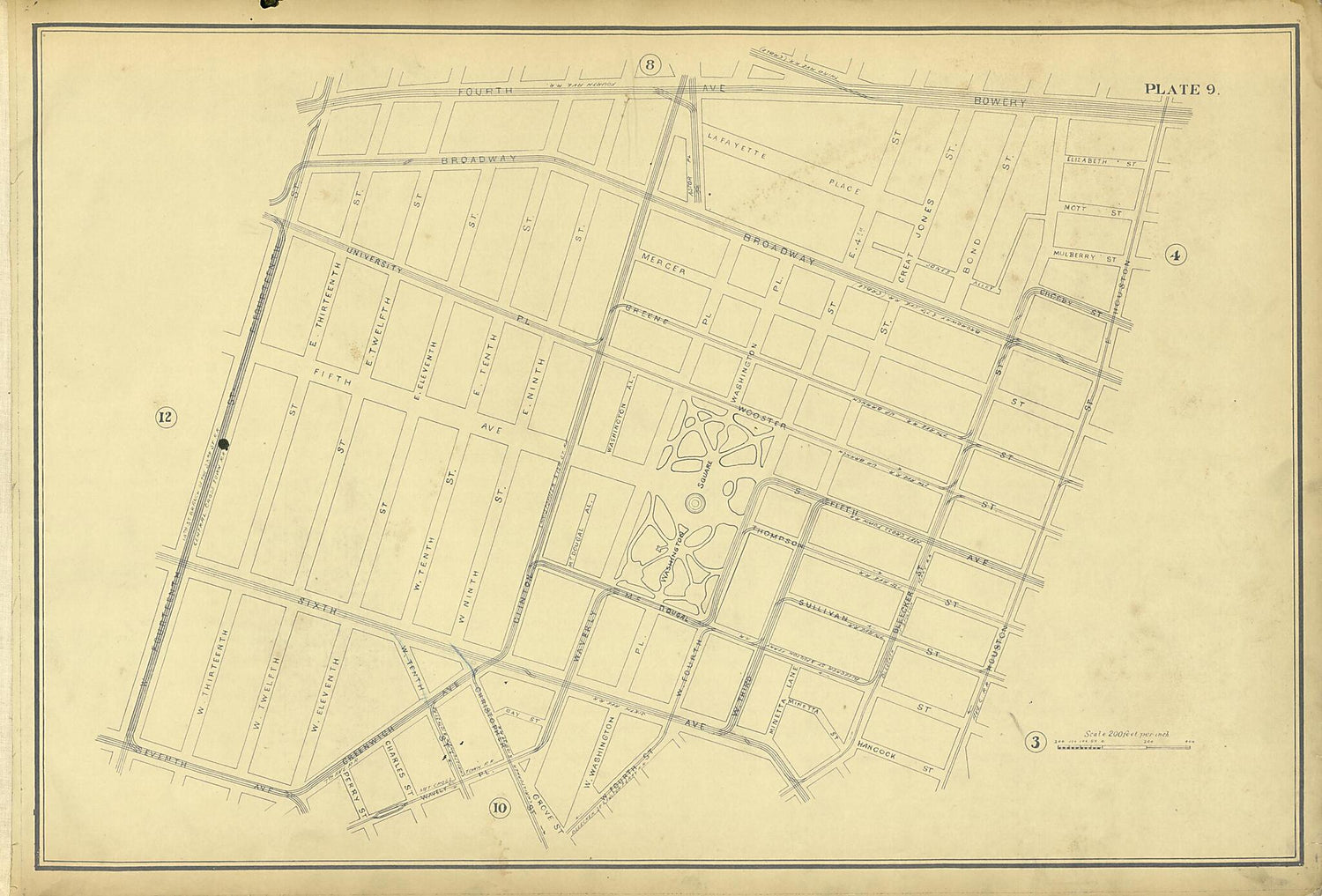 This old map of Plate 9 from Atlas of the City of New York Lying South of 166th St. Showing Surface Railroads from 1896 was created by  Metropolitan Street Railway Company. Maintenance of Way Department in 1896