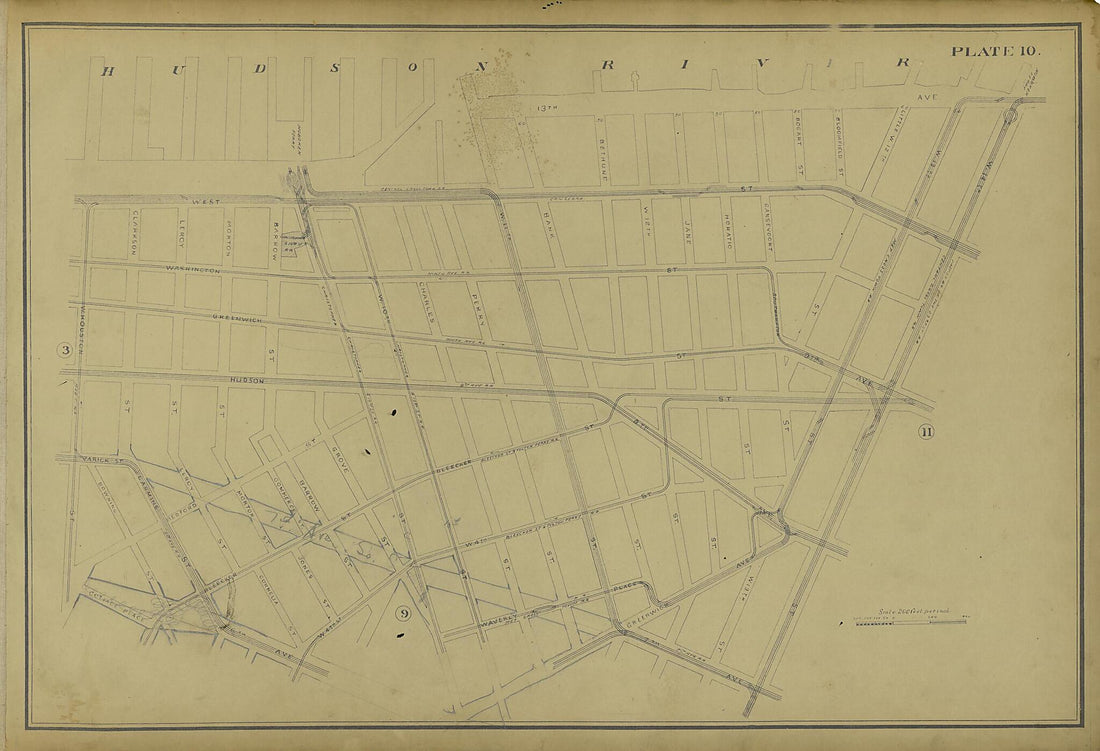 This old map of Plate 10 from Atlas of the City of New York Lying South of 166th St. Showing Surface Railroads from 1896 was created by  Metropolitan Street Railway Company. Maintenance of Way Department in 1896