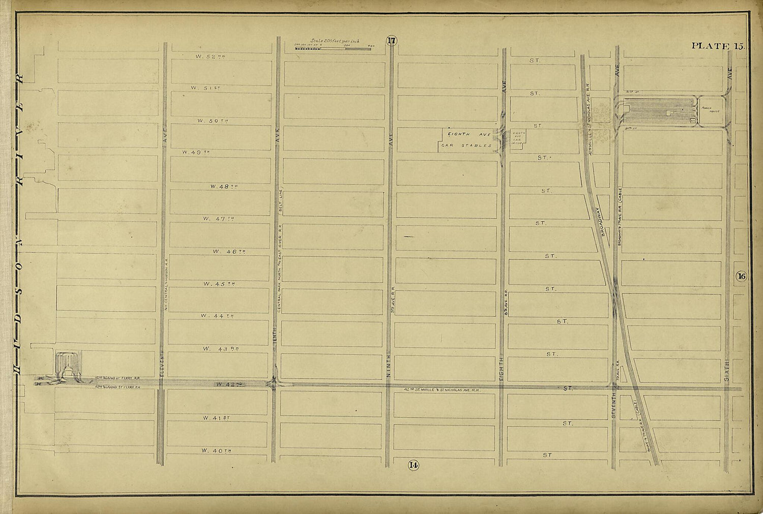 This old map of Plate 15 from Atlas of the City of New York Lying South of 166th St. Showing Surface Railroads from 1896 was created by  Metropolitan Street Railway Company. Maintenance of Way Department in 1896