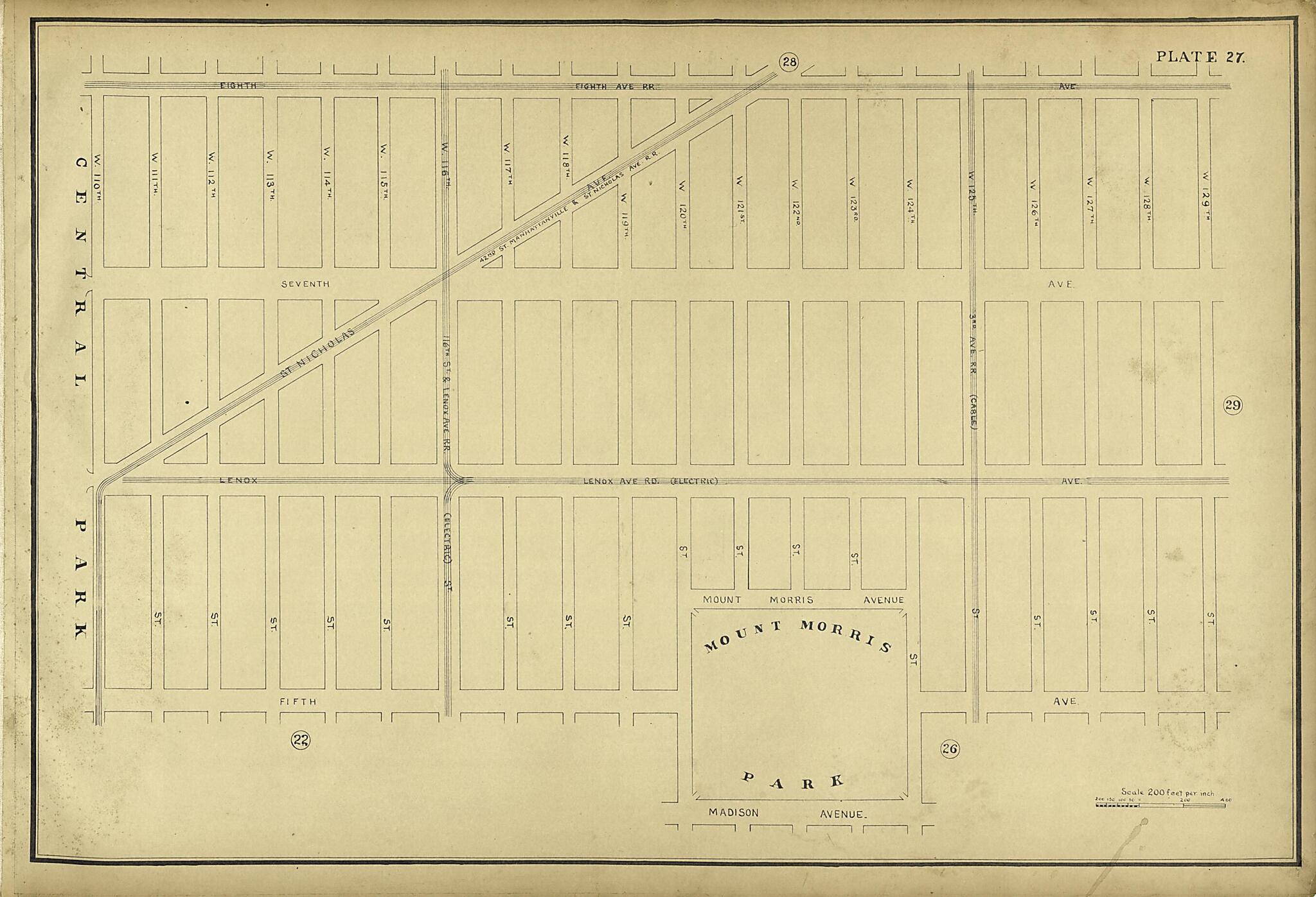 This old map of Plate 27 from Atlas of the City of New York Lying South of 166th St. Showing Surface Railroads from 1896 was created by  Metropolitan Street Railway Company. Maintenance of Way Department in 1896