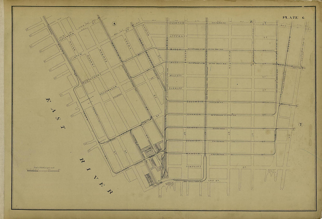 This old map of Plate 6 from Atlas of the City of New York Lying South of 166th St. Showing Surface Railroads from 1896 was created by  Metropolitan Street Railway Company. Maintenance of Way Department in 1896