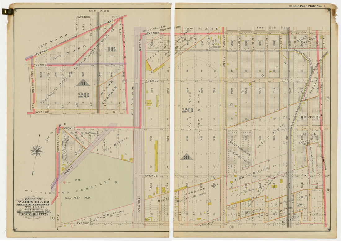 This old map of Image 6 of Atlas of the Brooklyn Borough of the City of New York : Originally Kings Co., Complete In Three Volumes : Based Upon Official Maps and Plans On File In the Various City Offices In the Municipal Building and Registers Office (Ha