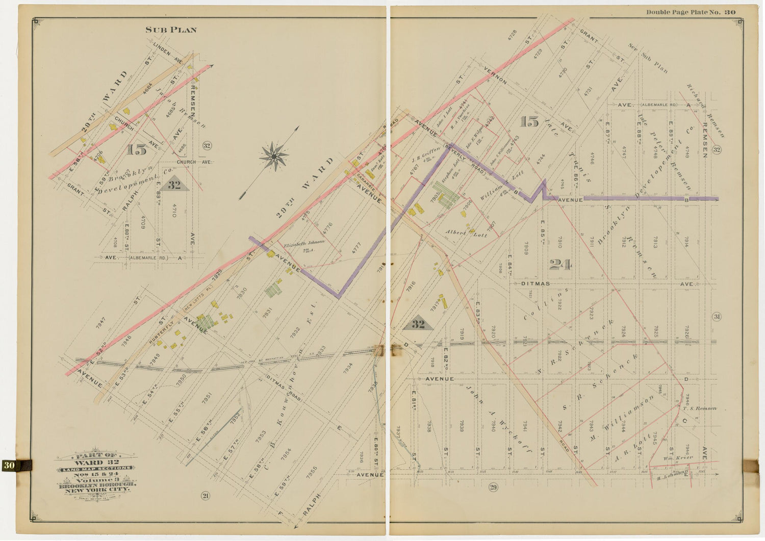 This old map of Image 64 of Atlas of the Brooklyn Borough of the City of New York : Originally Kings Co., Complete In Three Volumes : Based Upon Official Maps and Plans On File In the Various City Offices In the Municipal Building and Registers Office (H