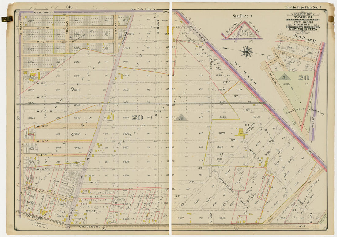 This old map of Image 8 of Atlas of the Brooklyn Borough of the City of New York : Originally Kings Co., Complete In Three Volumes : Based Upon Official Maps and Plans On File In the Various City Offices In the Municipal Building and Registers Office (Ha