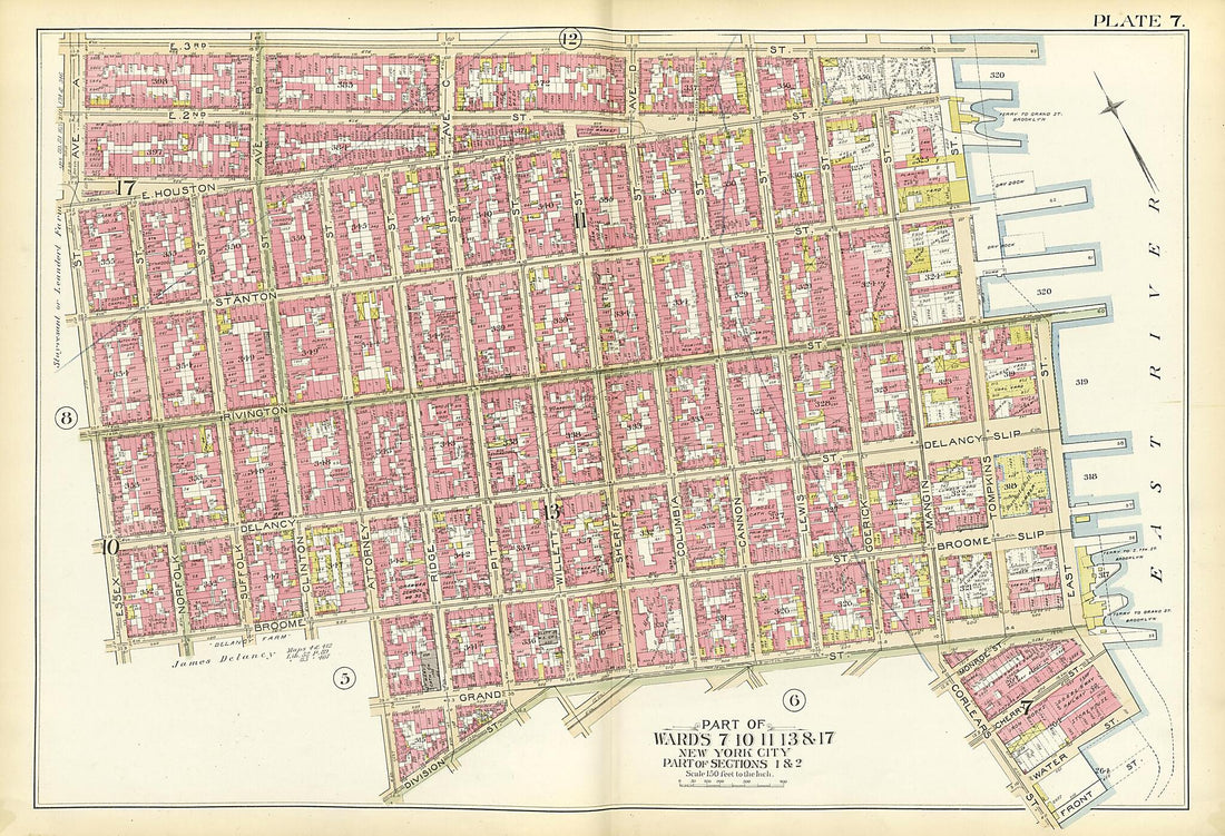 This old map of Part of Wards 7, 10, 11, 13 &amp; 17 from Atlas of the City of New York, Manhattan Island from 1894 was created by  G.W. Bromley &amp; Co in 1894