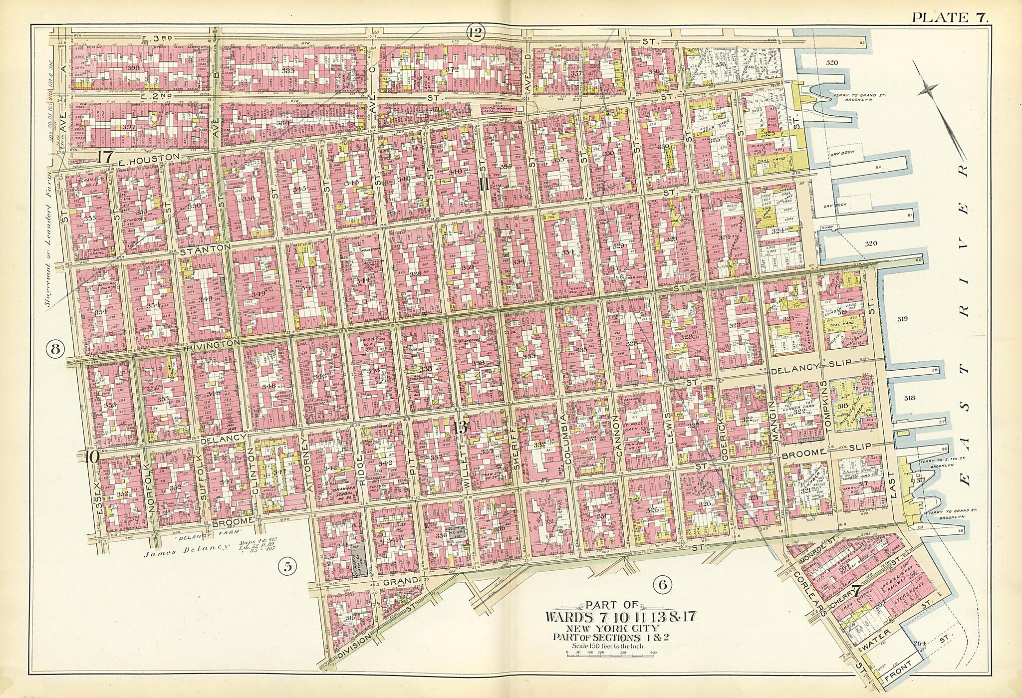 This old map of Part of Wards 7, 10, 11, 13 &amp; 17 from Atlas of the City of New York, Manhattan Island from 1894 was created by  G.W. Bromley &amp; Co in 1894