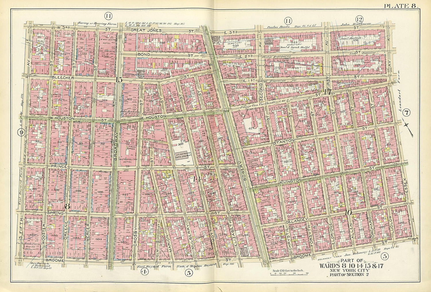 This old map of Part of Wards 8, 10, 14, 15 &amp; 17 from Atlas of the City of New York, Manhattan Island from 1894 was created by  G.W. Bromley &amp; Co in 1894