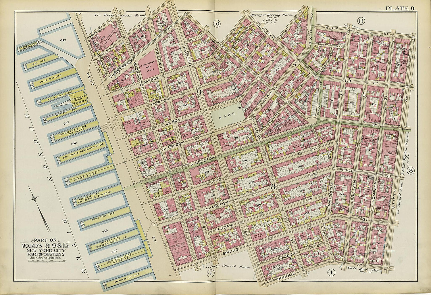 This old map of Part of Wards 8, 9 &amp; 15 from Atlas of the City of New York, Manhattan Island from 1894 was created by  G.W. Bromley &amp; Co in 1894