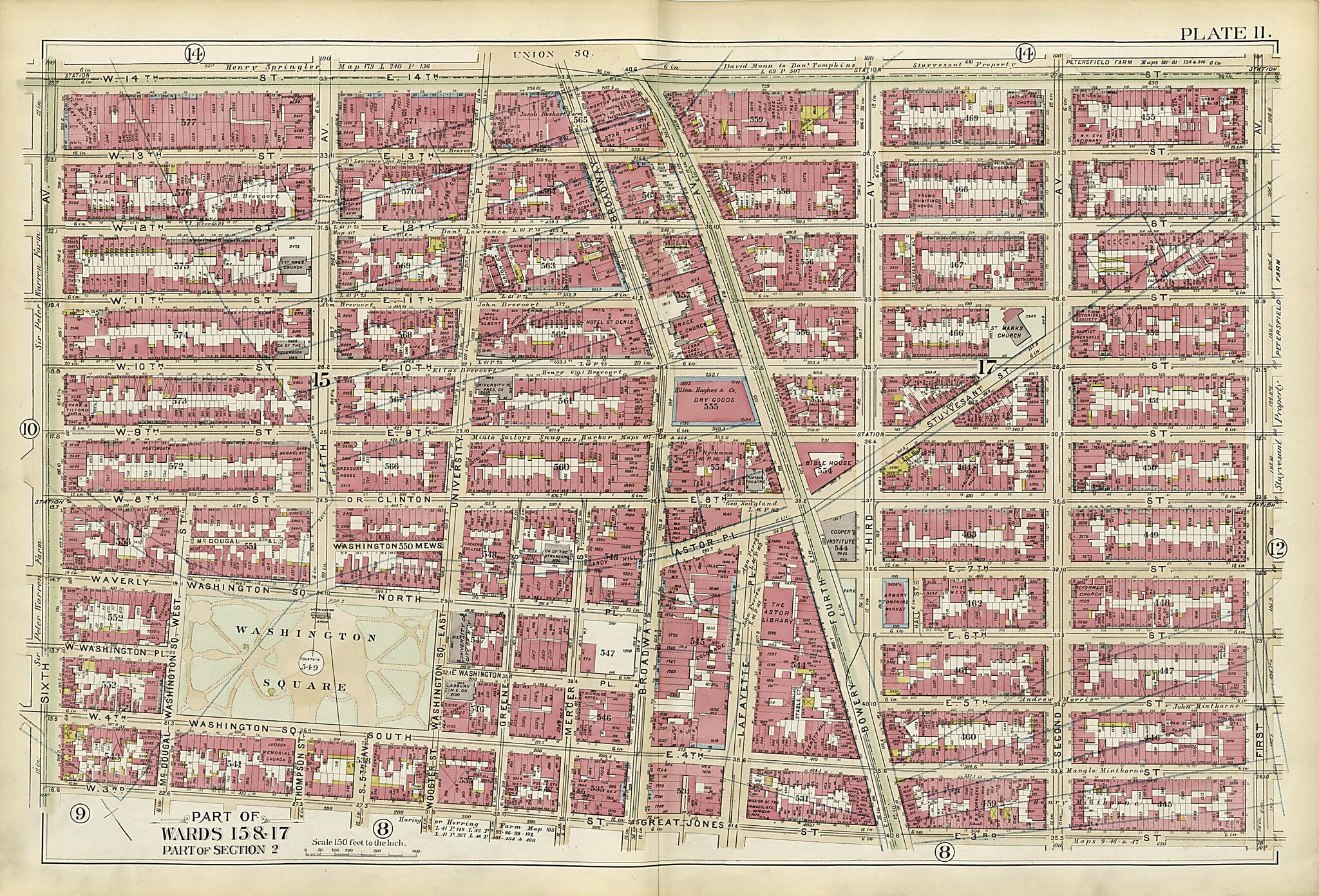 This old map of Part of Wards 15 &amp; 17 from Atlas of the City of New York, Manhattan Island from 1894 was created by  G.W. Bromley &amp; Co in 1894