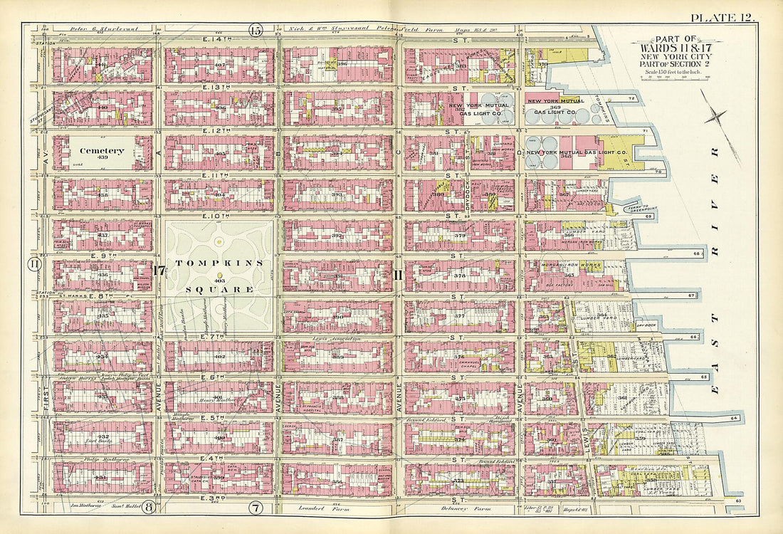 This old map of Part of Wards 11 &amp; 17 from Atlas of the City of New York, Manhattan Island from 1894 was created by  G.W. Bromley &amp; Co in 1894