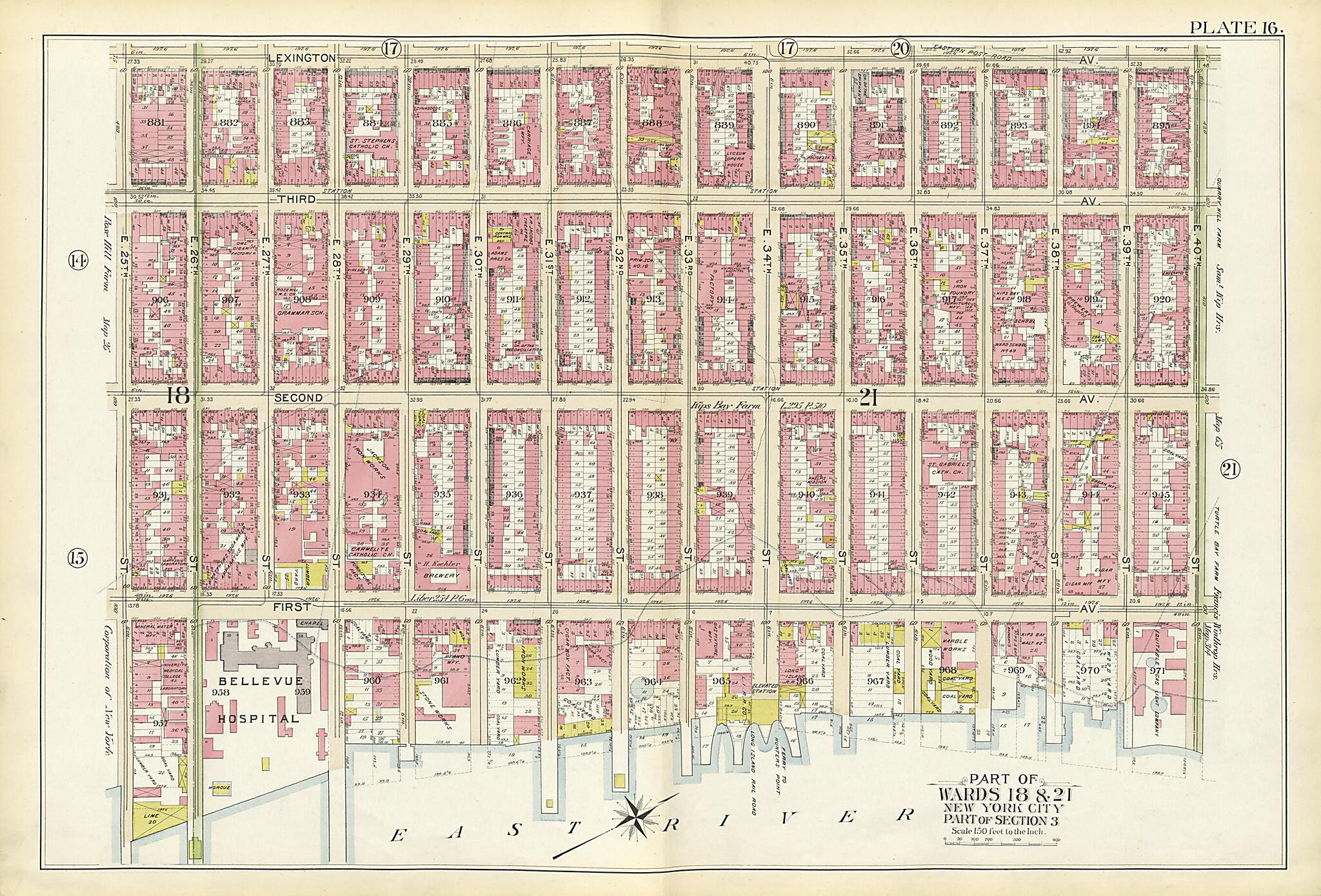 This old map of Part of Wards 18 &amp; 21 from Atlas of the City of New York, Manhattan Island from 1894 was created by  G.W. Bromley &amp; Co in 1894