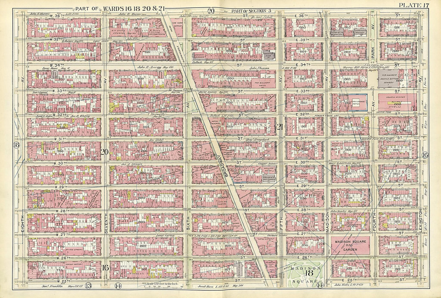 This old map of Part of Wards 16, 18, 20 &amp; 21 from Atlas of the City of New York, Manhattan Island from 1894 was created by  G.W. Bromley &amp; Co in 1894