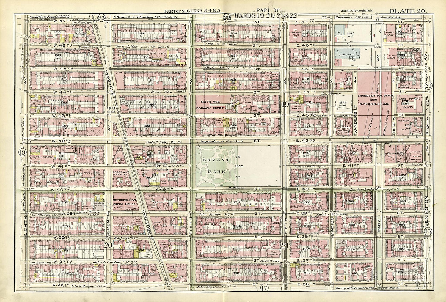 This old map of Part of Wards 19, 20, 21 &amp; 22 from Atlas of the City of New York, Manhattan Island from 1894 was created by  G.W. Bromley &amp; Co in 1894