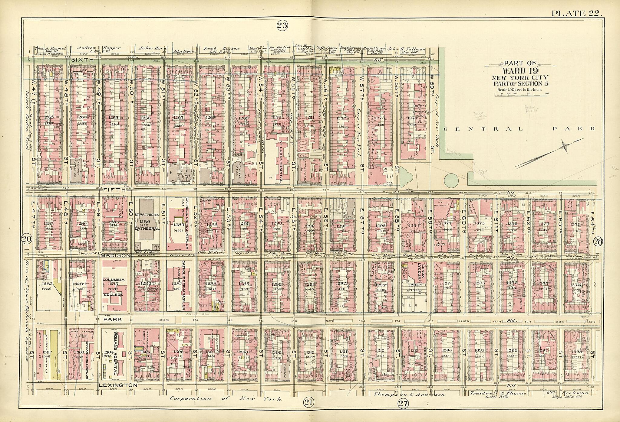 This old map of Part of Ward 19 (part of Section 3) from Atlas of the City of New York, Manhattan Island from 1894 was created by  G.W. Bromley &amp; Co in 1894