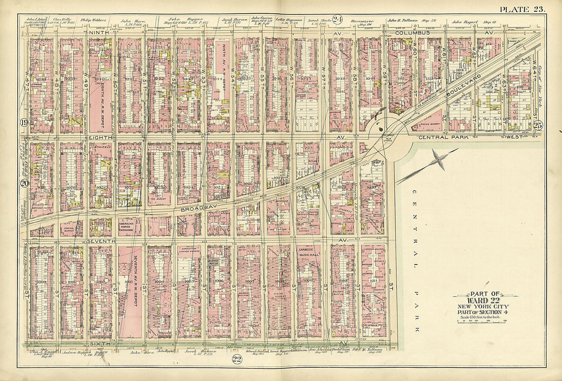 This old map of Part of Ward 22 from Atlas of the City of New York, Manhattan Island from 1894 was created by  G.W. Bromley &amp; Co in 1894