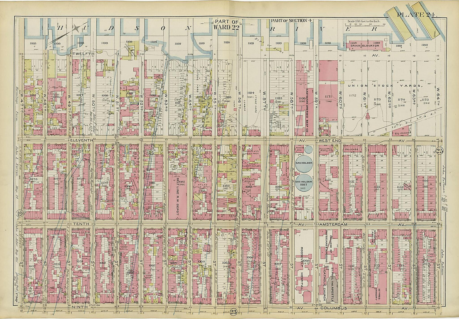 This old map of Part of Ward 22 from Atlas of the City of New York, Manhattan Island from 1894 was created by  G.W. Bromley &amp; Co in 1894