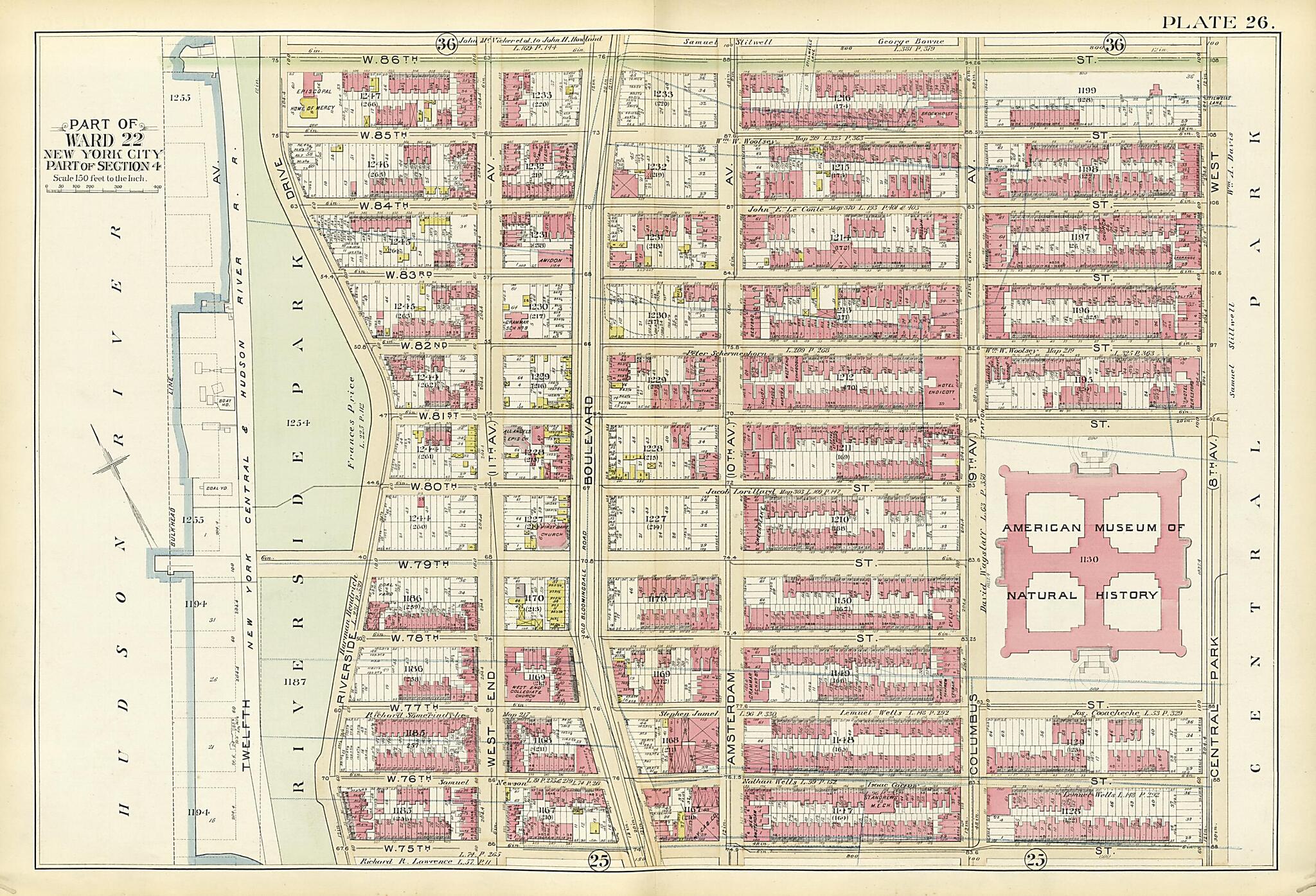 This old map of Part of Ward 22 from Atlas of the City of New York, Manhattan Island from 1894 was created by  G.W. Bromley &amp; Co in 1894