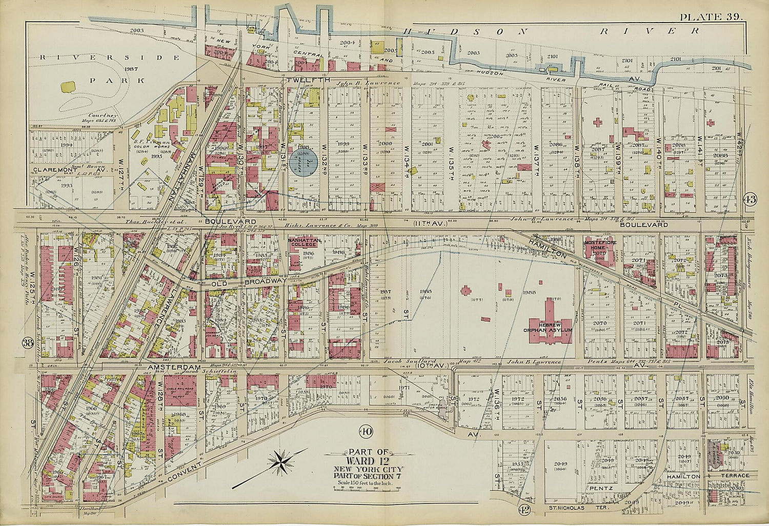 This old map of Part of Ward 12 (part of Section 7) from Atlas of the City of New York, Manhattan Island from 1894 was created by  G.W. Bromley &amp; Co in 1894