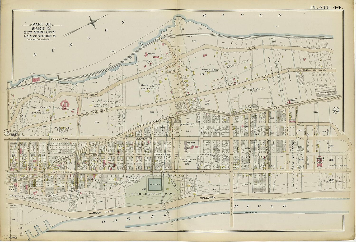 This old map of Part of Ward 12 (part of Section 8) from Atlas of the City of New York, Manhattan Island from 1894 was created by  G.W. Bromley &amp; Co in 1894