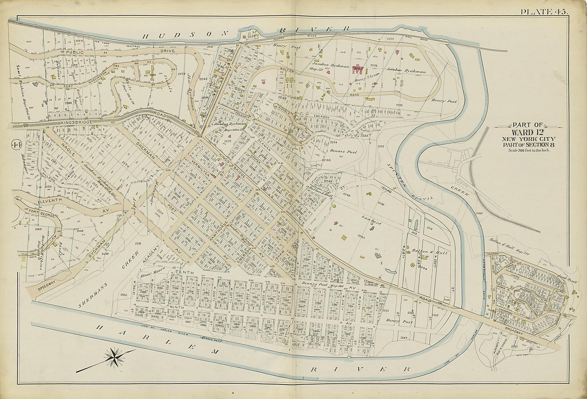 This old map of Part of Ward 12 (part of Section 8) from Atlas of the City of New York, Manhattan Island from 1894 was created by  G.W. Bromley &amp; Co in 1894