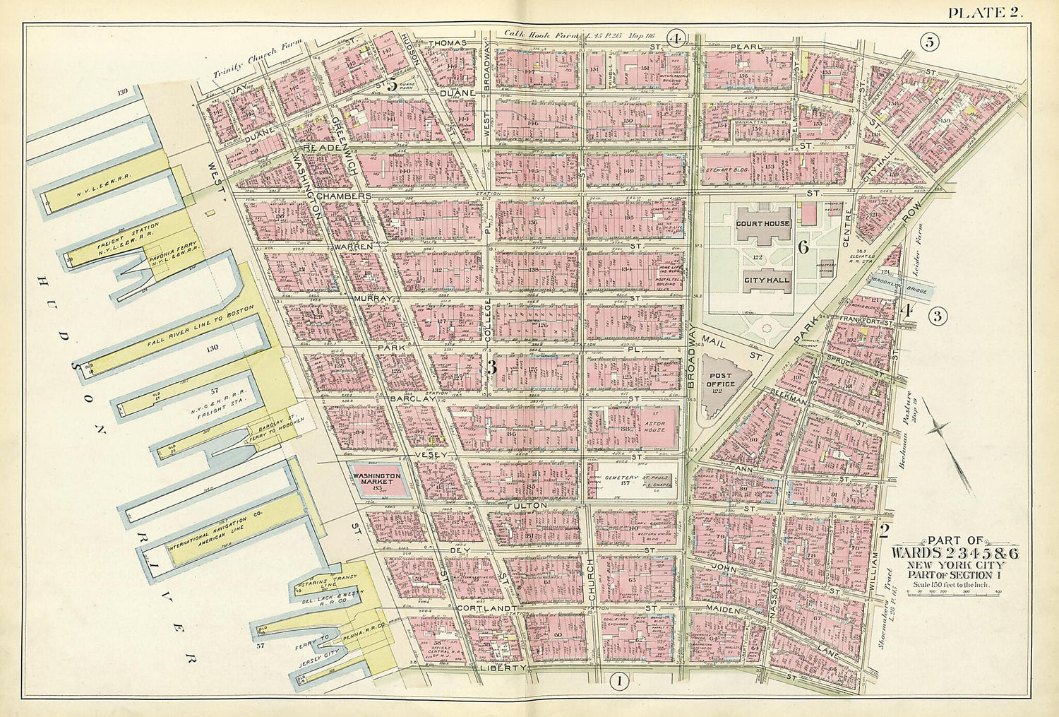 This old map of Part of Wards 2, 3, 4, 5 &amp; 6 from Atlas of the City of New York, Manhattan Island from 1894 was created by  G.W. Bromley &amp; Co in 1894