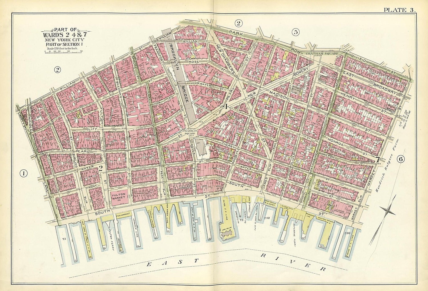 This old map of Part of Wards 2, 4 &amp; 7 from Atlas of the City of New York, Manhattan Island from 1894 was created by  G.W. Bromley &amp; Co in 1894