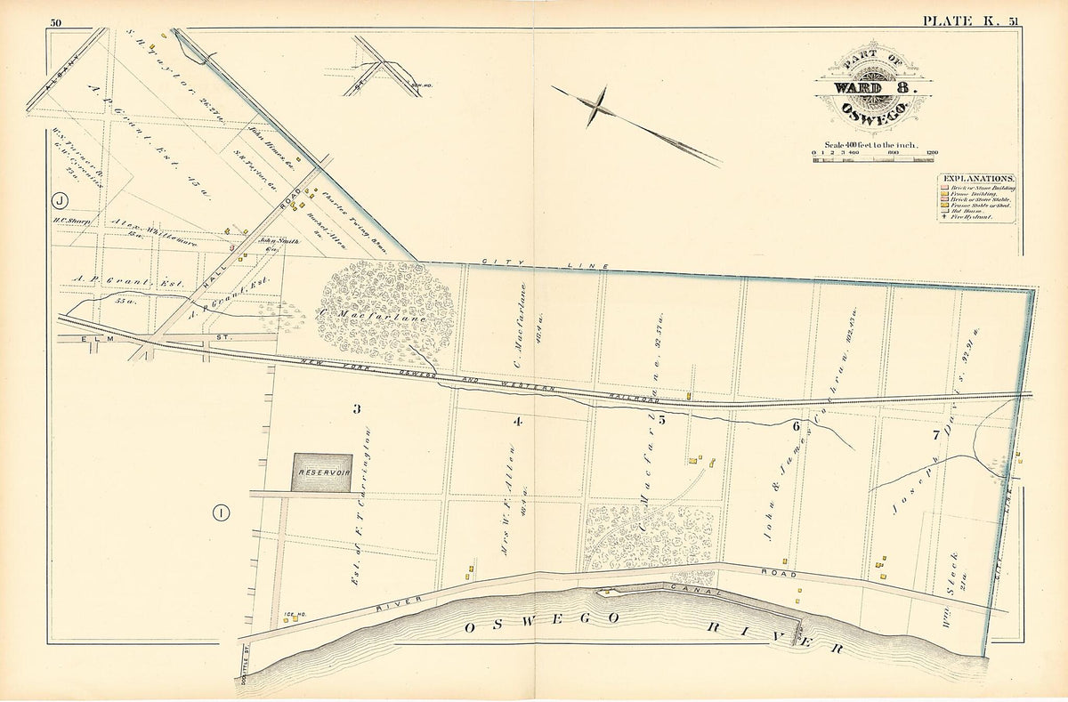 Part of Ward 8. Oswego. Plate K. from Atlas of the City of Oswego N.Y. 1880 by Relic Map Company