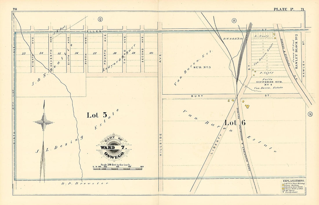 This old map of Part of Ward 7. Oswego. Plate P. from Atlas of the City of Oswego N.Y. from 1880 was created by Griffith Morgan Hopkins in 1880