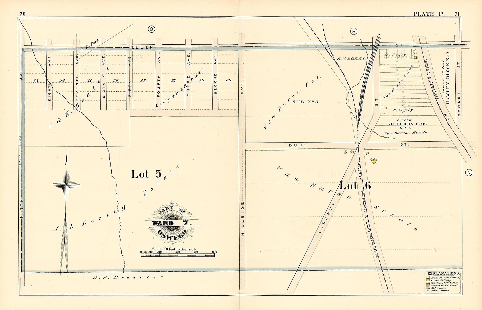 This old map of Part of Ward 7. Oswego. Plate P. from Atlas of the City of Oswego N.Y. from 1880 was created by Griffith Morgan Hopkins in 1880