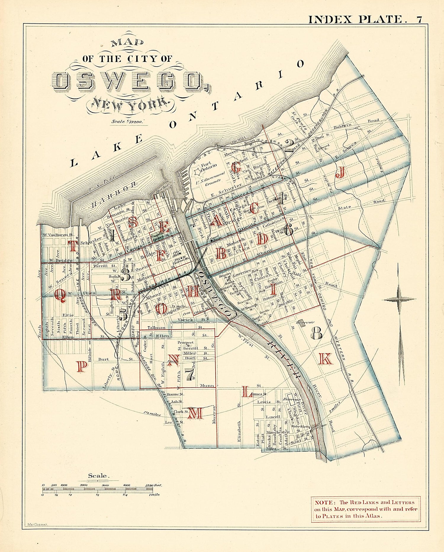 This old map of Map of the City of Oswego, New York from Atlas of the City of Oswego N.Y. from 1880 was created by Griffith Morgan Hopkins in 1880