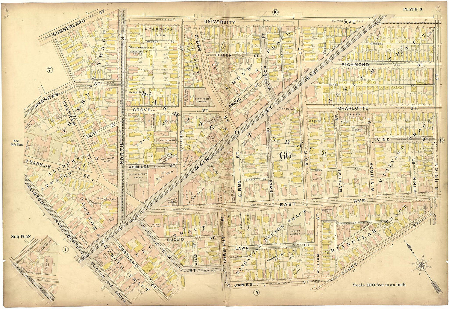 This old map of Plate 6 from Plat Book of the City of Rochester, New York from 1900 was created by  J.M. Lathrop &amp; Co in 1900