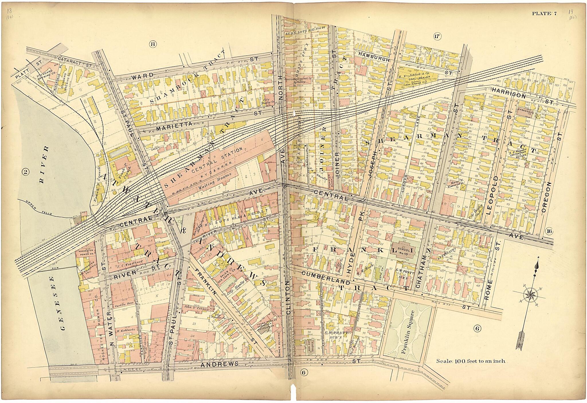 This old map of Plate 7 from Plat Book of the City of Rochester, New York from 1900 was created by  J.M. Lathrop &amp; Co in 1900