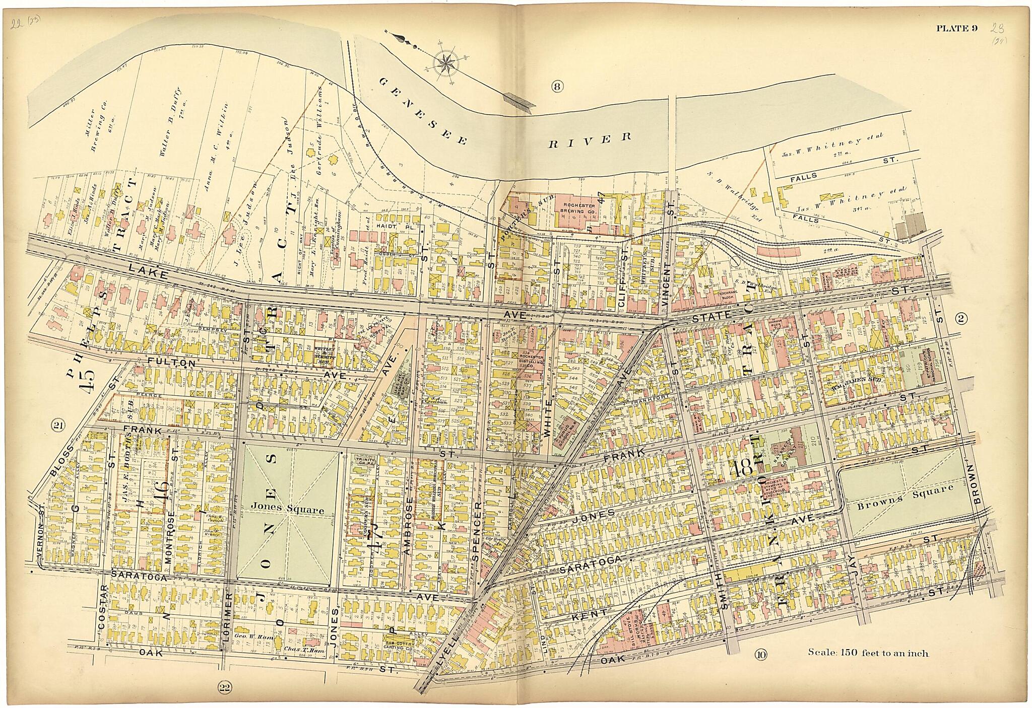 This old map of Plate 9 from Plat Book of the City of Rochester, New York from 1900 was created by  J.M. Lathrop &amp; Co in 1900