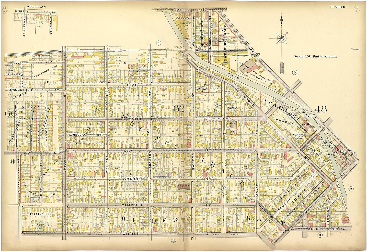 This old map of Plate 10 from Plat Book of the City of Rochester, New York from 1900 was created by  J.M. Lathrop &amp; Co in 1900