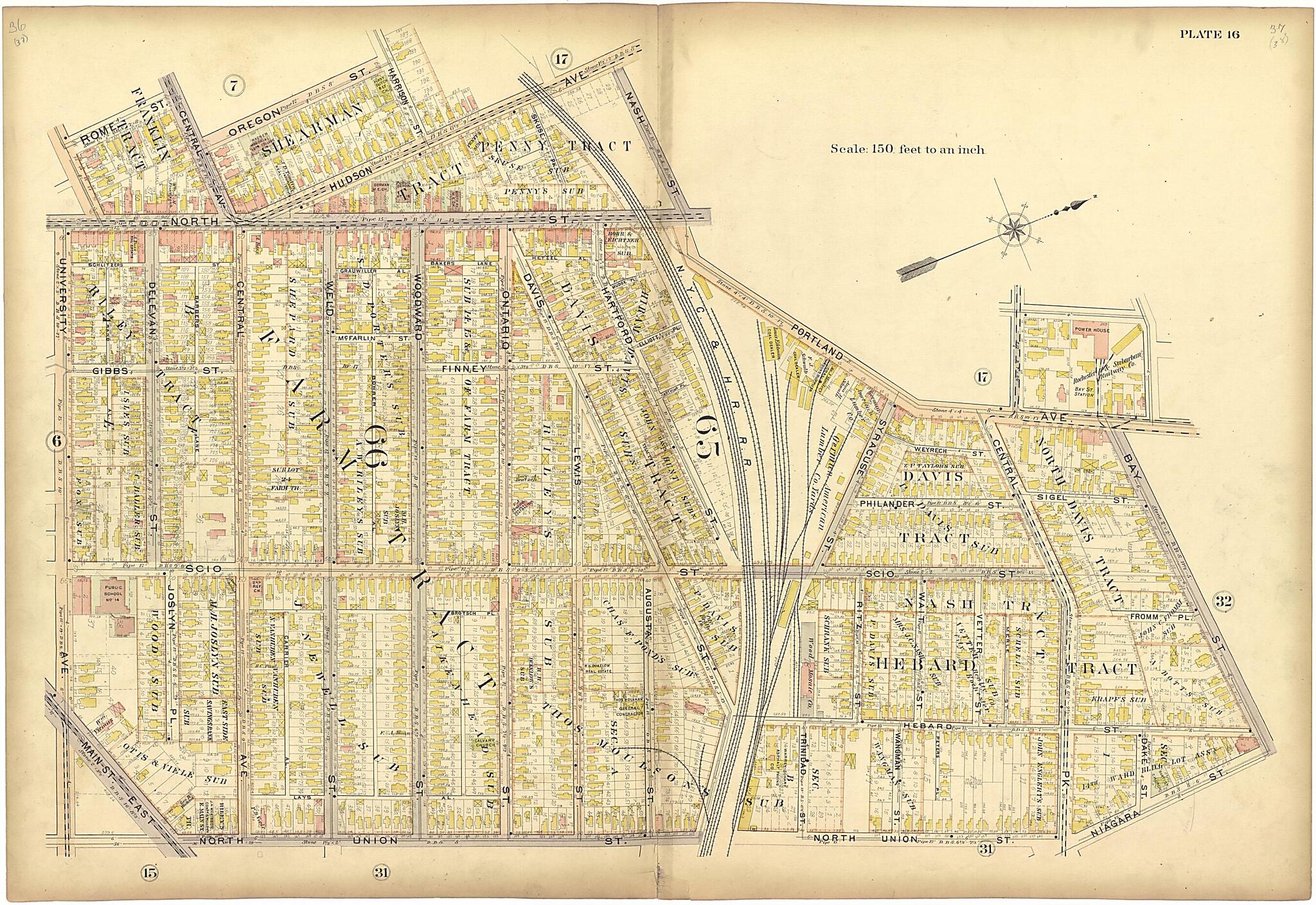 This old map of Plate 16 from Plat Book of the City of Rochester, New York from 1900 was created by  J.M. Lathrop &amp; Co in 1900