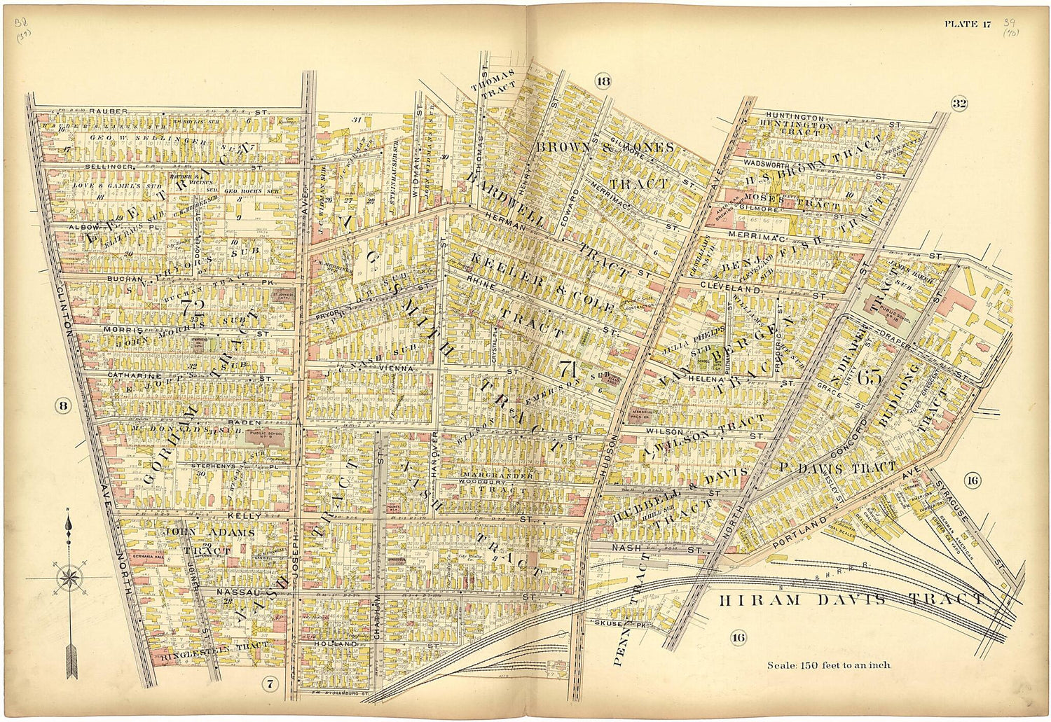 This old map of Plate 17 from Plat Book of the City of Rochester, New York from 1900 was created by  J.M. Lathrop &amp; Co in 1900