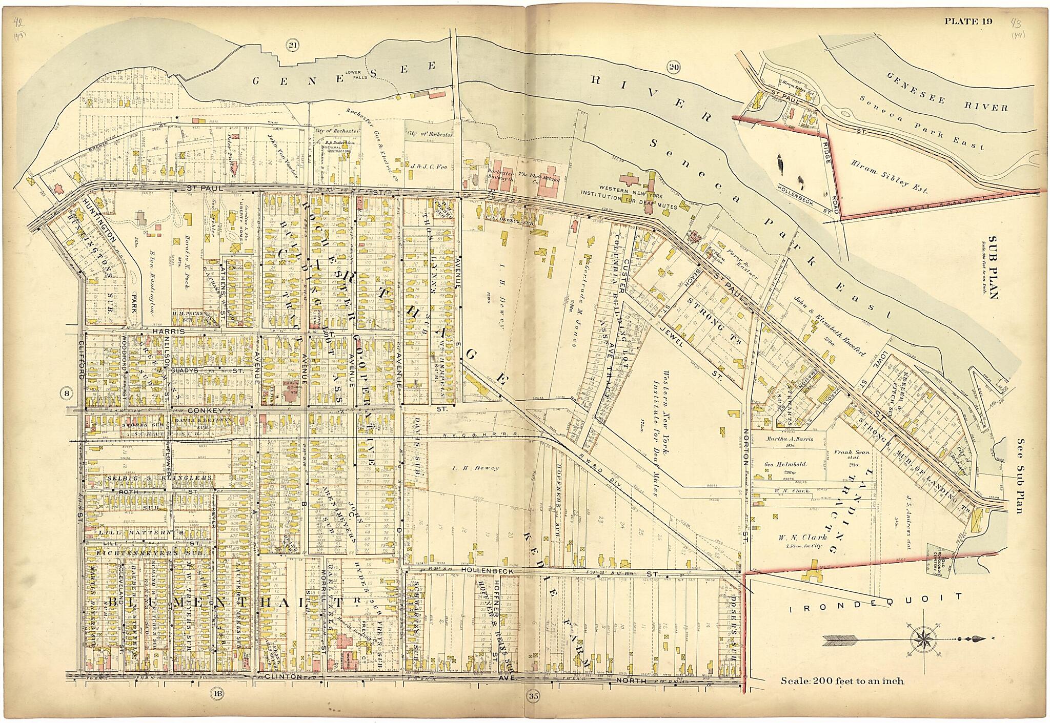 This old map of Plate 19 from Plat Book of the City of Rochester, New York from 1900 was created by  J.M. Lathrop &amp; Co in 1900