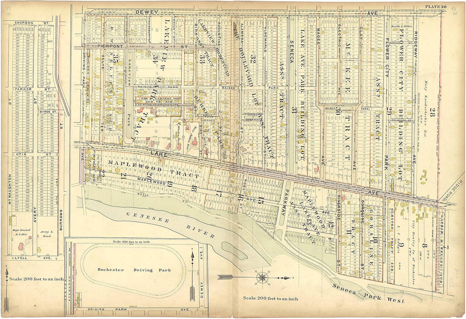 This old map of Plate 20 from Plat Book of the City of Rochester, New York from 1900 was created by  J.M. Lathrop &amp; Co in 1900