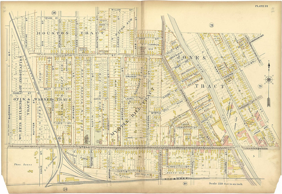 This old map of Plate 22 from Plat Book of the City of Rochester, New York from 1900 was created by  J.M. Lathrop &amp; Co in 1900